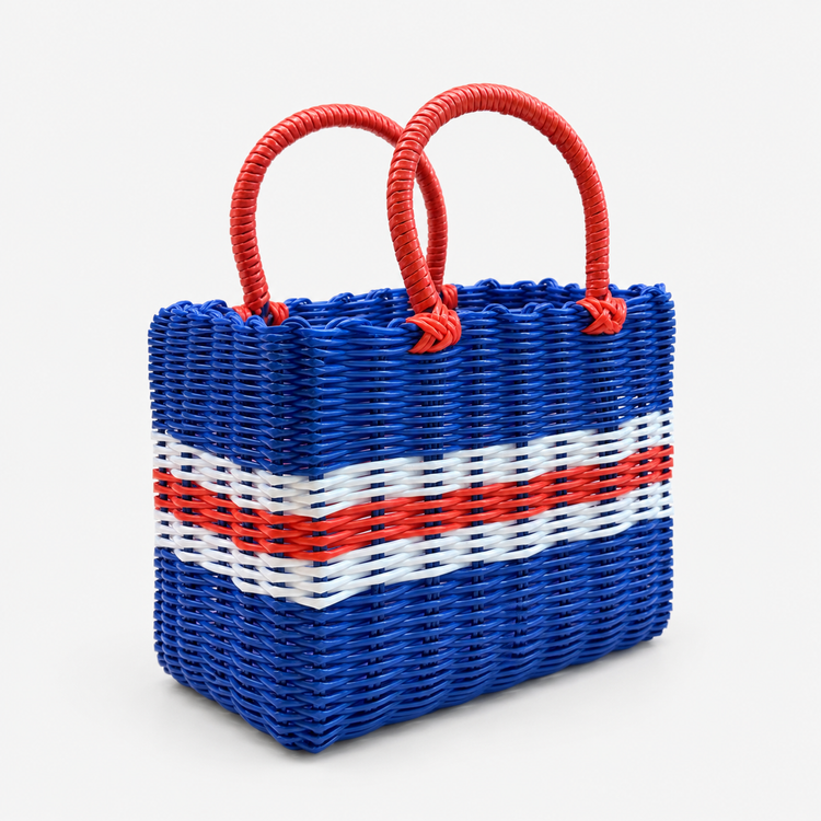 Blue Woven Tote Bag