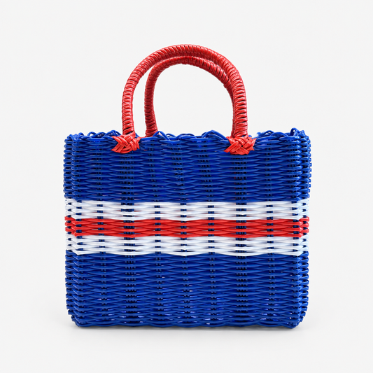 Blue Woven Tote Bag