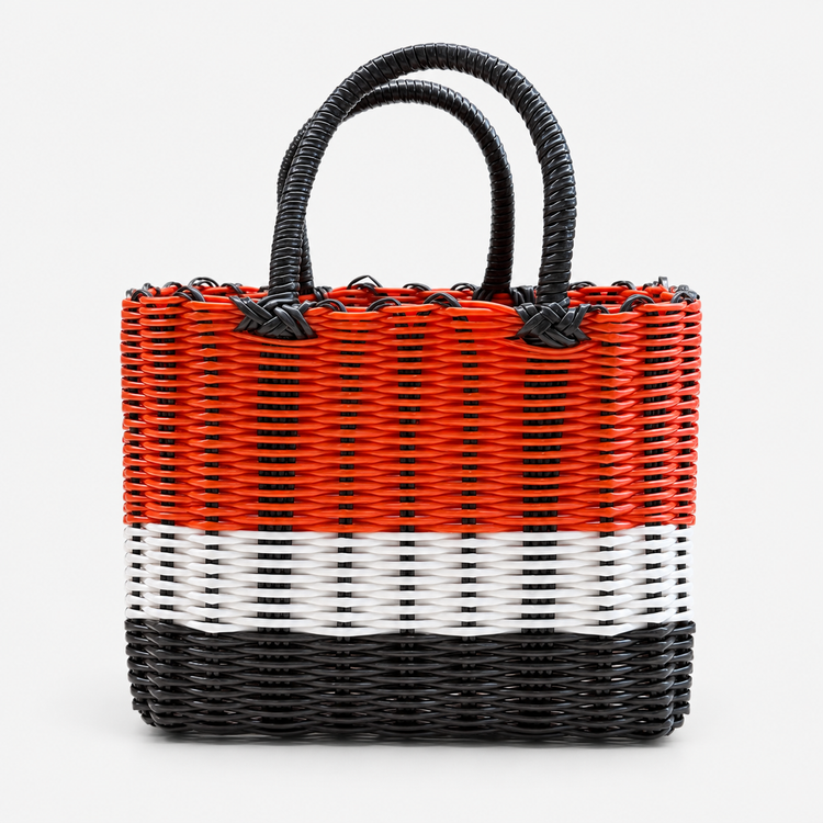 Orange Woven Tote Bag